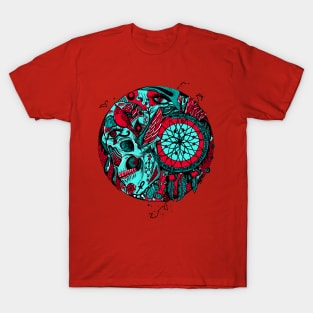 Turqred Skull and Dreamcatcher Circle T-Shirt